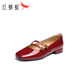Red Dragonfly Red Single Shoes Women's 2025 New Women's Shoes Wedding Shoes French Retro Mary Jane Shoes Comfortable Thick Heel Leather Shoes