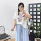 Large size fat mm cartoon front shoulder pure cotton cartoon printed short-sleeved T-shirt for women in spring and summer 2025 new loose top
