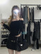 Large size work dress skirt for women American retro belt skirt pants high waist hot girl miniskirt A-line black hip skirt