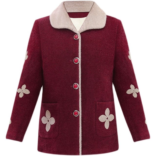 Elderly, winter dress female grandma, autumn and winter jacket mothers plus velvet, warm and warm coat, old lady, old man clothes
