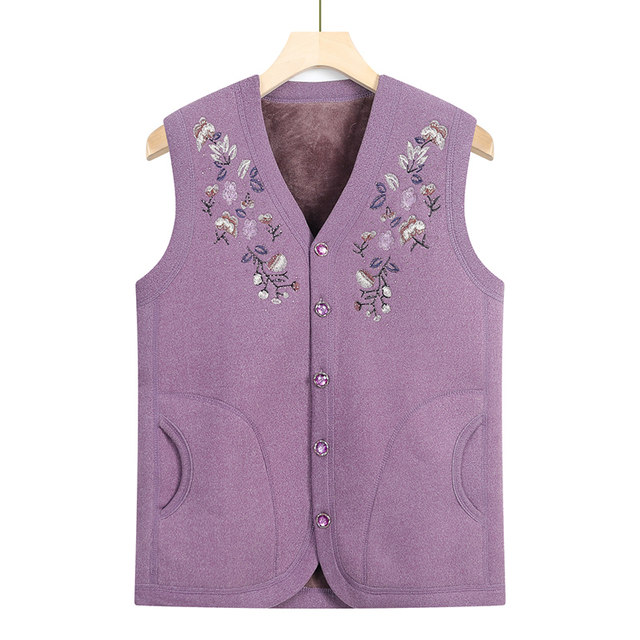Middle-aged and elderly vests, grandma's autumn clothes, velvet vest jackets, mother's clothes, spring and autumn embroidered vests, clothes for the elderly