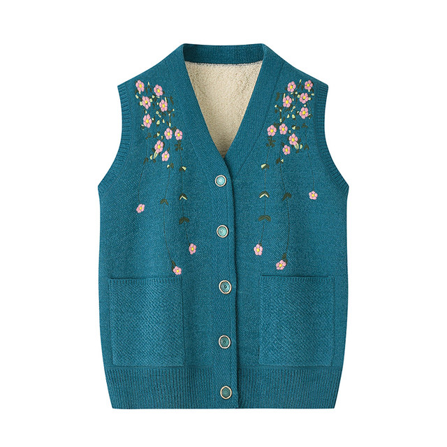 Middle -aged and elderly people spring and autumn, knit the vest female grandmother autumn, sweater mother vest, shoulder, shoulder, elderly wife clothes

