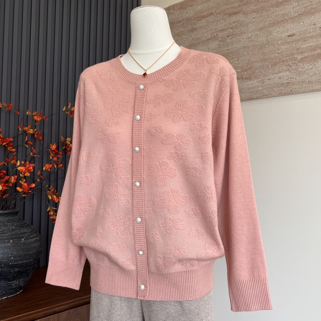 New mother's clothing autumn knitted sweater round neck top fashionable and stylish long-sleeved versatile bottoming sweater for middle-aged and elderly women