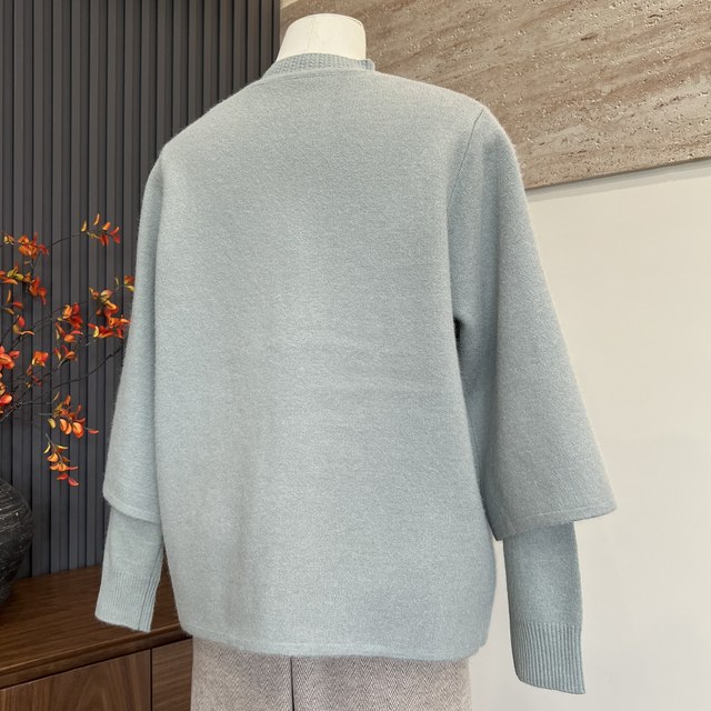 New Chinese style mother's clothing autumn and winter knitted top with jacket, two-piece middle-aged and elderly women's sweater set