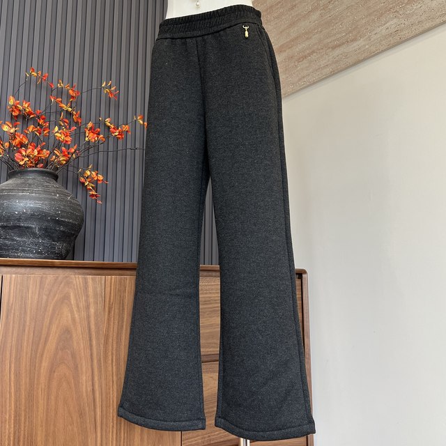 Fashionable temperament elastic waist mother's wear new autumn and winter trousers middle-aged and elderly women's straight trousers versatile slimming trousers