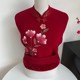 Middle-aged and elderly women's autumn and winter plus velvet and thickened one-piece velvet knitted cheongsam collar tops mother's clothing warm woolen clothes