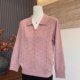 Fashionable new mother's knitted sweater, long-sleeved lapel top, hot rhinestoned soft sweater inner layer for middle-aged and elderly women