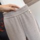 New style of women's pants for mothers, high waist, slim and spring and autumn, versatile and stylish elastic waist, middle-aged and elderly straight nine-point pants