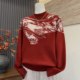 Fashionable and foreign-style new mother's knitted sweater, half turtleneck top, middle-aged and elderly women's all-in-one velvet warm sweater