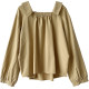 One word -collar shirt Ms. Spring and Autumn New Simple Simple Fresh Fresh Sleeve Niche Design Sensory Cotton Big Top
