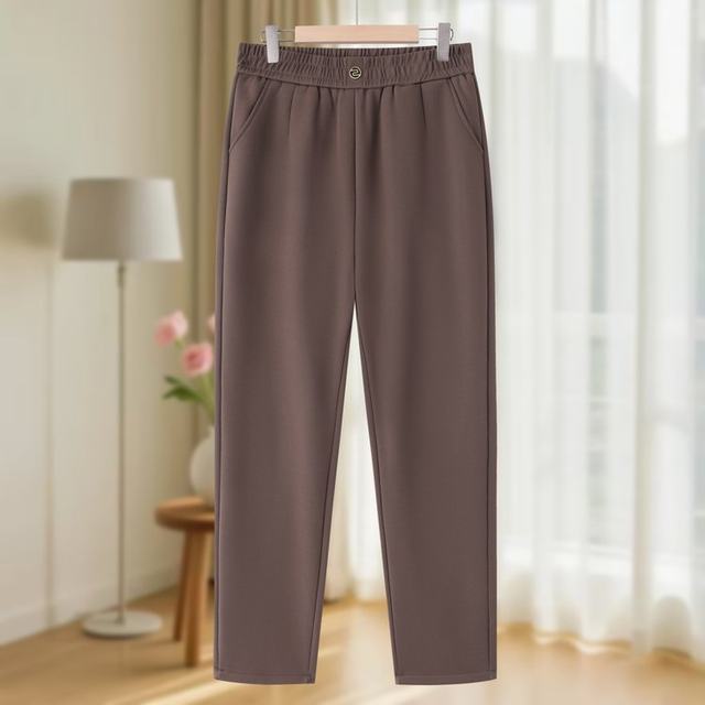 Middle-aged mother's velvet thickened casual pants for middle-aged and elderly women 2025 new high-waisted straight pants autumn and winter warm pants