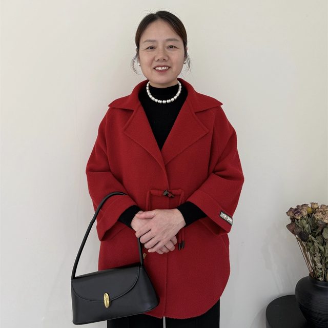Fashionable middle-aged mother autumn style coat large size middle-aged and elderly women double-sided woolen coat cardigan autumn and winter clothes