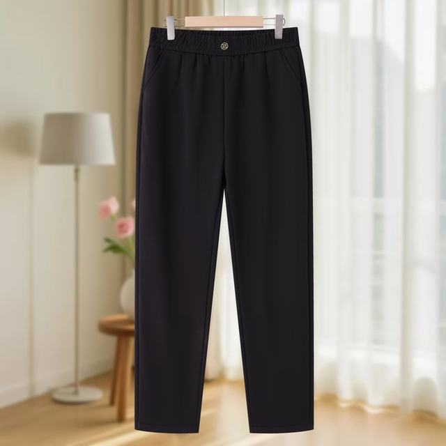 Middle-aged mother's velvet thickened casual pants for middle-aged and elderly women 2025 new high-waisted straight pants autumn and winter warm pants