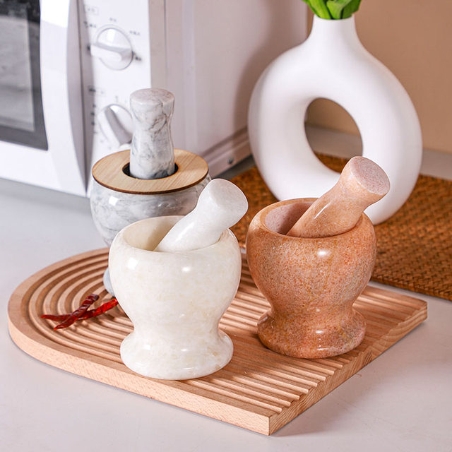 Natural jade garlic pounder stone mortar garlic clay artifact traditional old-fashioned home manual grinding raw stone garlic mortar