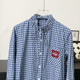 
le rouge Zhou Meimei Retro Academy Blue and White Plaid Lace Spliced ​​Label Drawstring Stand Collar Sunscreen Shirt