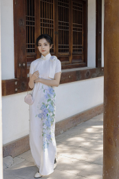 Endless summer) limited time to enjoy a piece of interwoven silk jacquard 30s Republic of retro cheongsam 2023 see