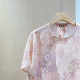 Pink jacquard slanted button mulberry silk short-sleeved shirt for women in spring and summer new style Chinese style slim top