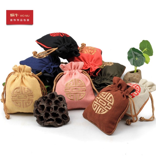 26XMB small linen necklace bracelet bracelet packaging bag silver jewelry bag silver jade jewelry bag fixed LOGO