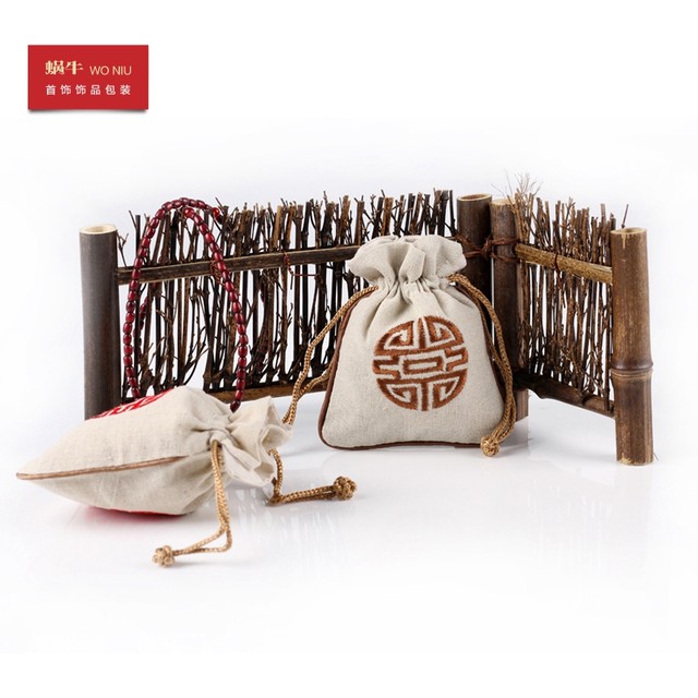 26XMB small linen necklace bracelet bracelet packaging bag silver jewelry bag silver jade jewelry bag fixed LOGO