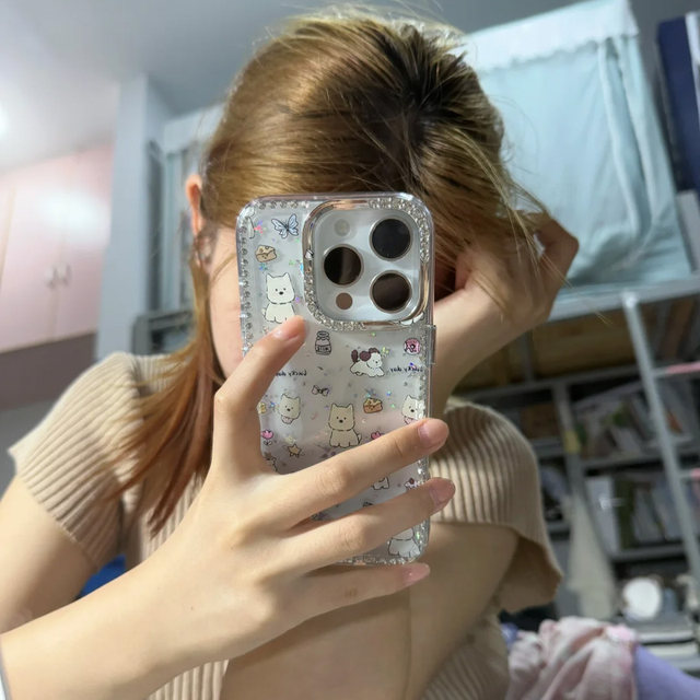 Laser Stars West Highlands suitable for Apple 16promax mobile phone case iphone14pro new 13 cartoon 12 Japanese and Korean cute 11 protective case 15promax full cover anti-fall 17pro trendy shell