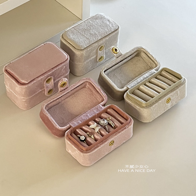 Rings are no longer littered ~i velvet jewelry storage box desktop makeup desktop ring and earring storage box portable