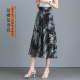 2025 new summer ink painting printed chiffon high waist a-line skirt for women mid-length large styling large-size dance skirt