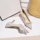 Pointed toe wedding shoes for women 2025 new main wedding dress bride shoes can be worn normally with bridesmaid shoes French crystal high heels