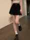 Retro high waist denim a-line shorts for women large size fat mm hot girl skirt washing cotton commuting pleated short skirt