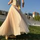 
Fashionable mesh half-body fairy skirt 2025 summer new A-line high-waisted slim long white big swing skirt