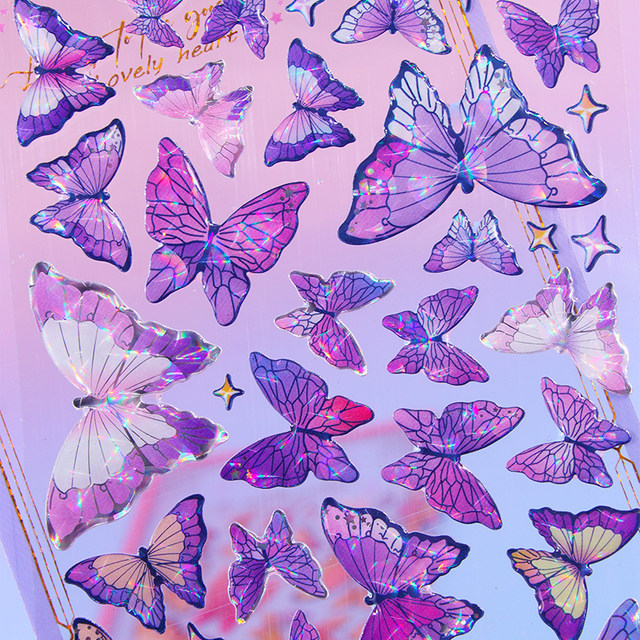 Butterfly Cat Eye Crystal Sticker Girl Dream Girl Shiny Hand Account Decoration Mobile Phone Case Sticker Children's Decoration Sticker