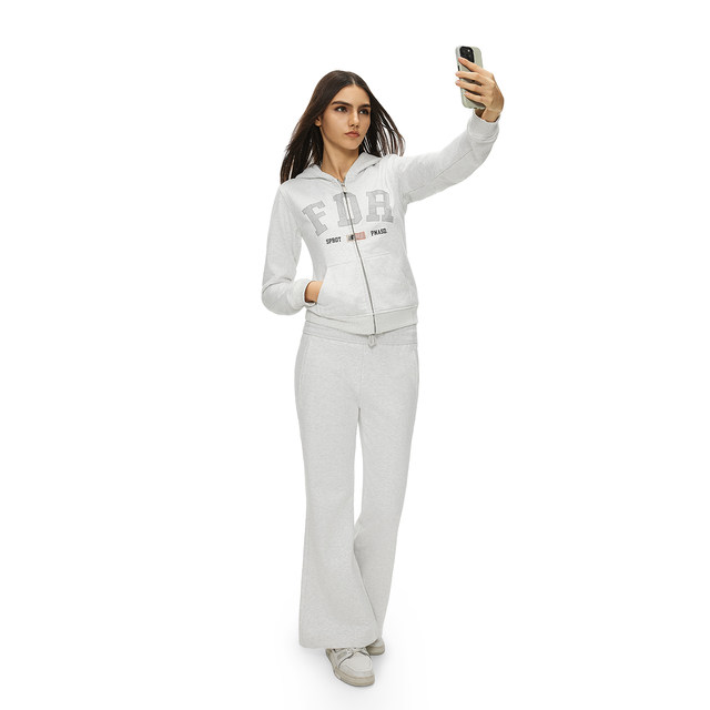 FDR official store American retro logo printed zipper sweatshirt for women in spring and autumn slim top cardigan jacket