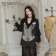 BB BLUE retro, fashionable, loose and versatile medieval waist, thin printed suit outer jacket female
