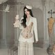 BB BLUE retro, fashionable, loose and versatile medieval waist, thin printed suit outer jacket female
