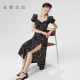 Since then, French floral dress short-sleeved tea skirt seaside vacation style red skirt women's summer new style