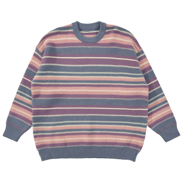 MENTMATE 24AW autumn and winter retro cream color stripes round neck sweater men and women casual sweater tops
