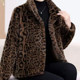 New winter leopard print fashion versatile fur coat stand collar temperament thickened warm and age-reducing fashionable cotton coat