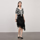 XG Xue Ge Black Commuter Irregular Skirt Fashion Summer New Creative Lace Spliced ​​Mid-Long Skirt Women's Clothing
