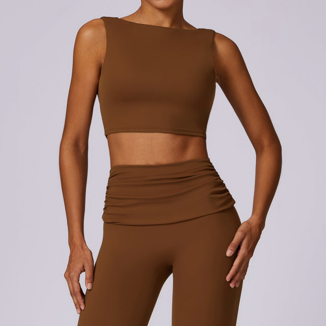 Yoga beauty vest high-intensity shock-proof quick-drying fitness clothing running tight sports underwear one-shoulder bra sexy
