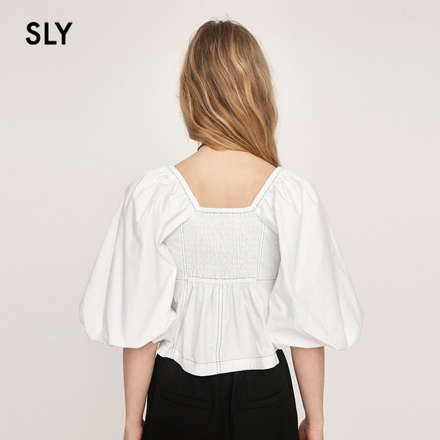 SLY Spring French elegant one-length sweet puff sleeve shirt for women 030HSR30-2450