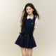 NANGOON original design versatile white waist-hugging shirt short-sleeved top sleeveless pleated dress suit
