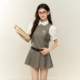 NANGOON original design versatile white waist-hugging shirt short-sleeved top sleeveless pleated dress suit
