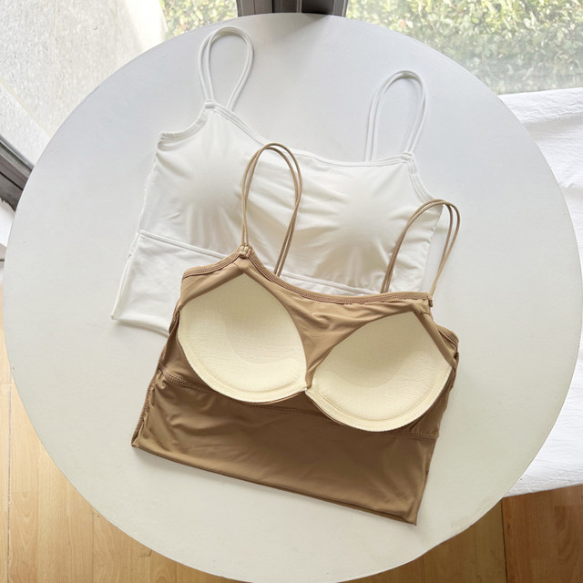 Ice silk suspender female with vest thin bottom bottoming base in summer wears underwear with chest pads and beautiful back bras
