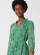 HobBS seven -point sleeve dress one -step skirt green floral belt V -neck, fresh summer lady, elegant and versatile
