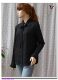 Spring and summer black and white stand collar tie ribbon straight commuter women long sleeve chiffon shirt thin shirt flared sleeves