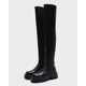 2025 Autumn and Winter Sugar Cube Trifle Thick-soled Over-the-Knee Boots for Women British Style Long Cavalier Boots Thick Legs Slimming Elastic Boots