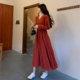 Fat mm Korean retro chic cotton and linen dress women's new tall maxi skirt to ankle slimming A-line skirt
