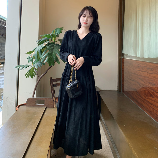 Fat mm Korean retro chic cotton and linen dress women's new tall maxi skirt to ankle slimming A-line skirt