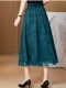 Xiangyunsha skirt women's summer mid-length national style skirt spring and autumn mother's a-line black silk skirt large size