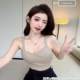 French sexy cross V-neck outer wear hot girl solid color versatile vest short small suspender women's summer sleeveless top