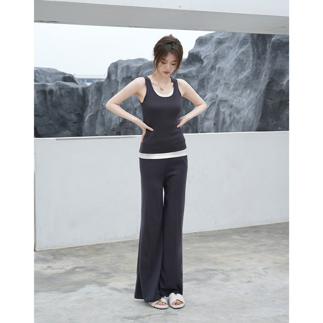 SerioLudere egg boy is very lazy, soft and versatile base vest loose wide-leg casual pants wool suit for women